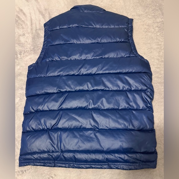 Adidas Puffer Jacket Vest Mens Medium Blue Essentials Pockets Down - Picture 6 of 6